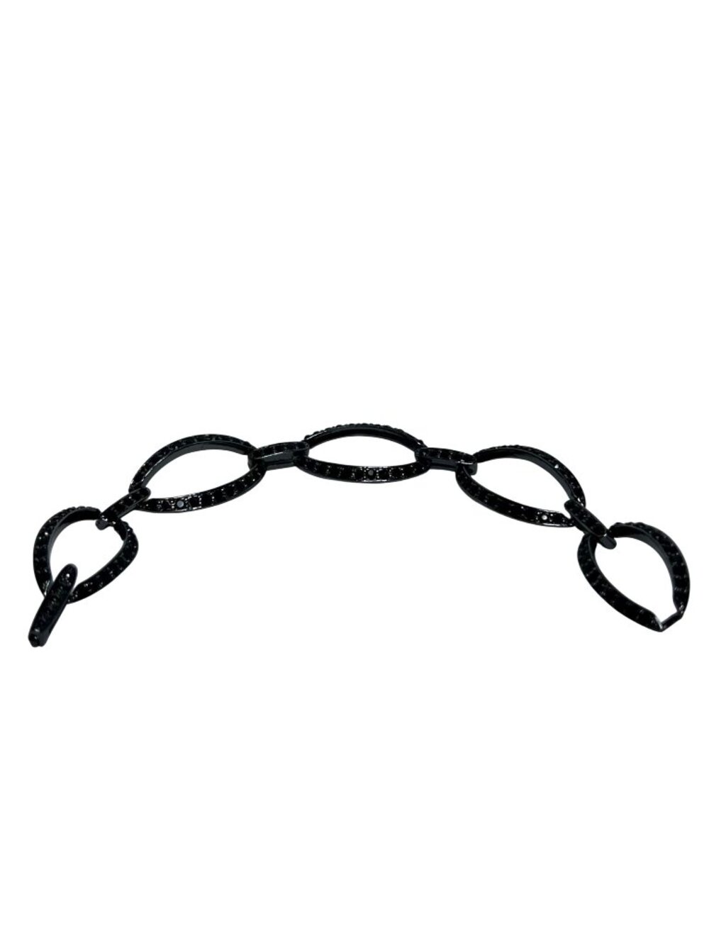 Monet Gun Metal Gray And Black Rhinestone Oval Link Bracelet (6509)